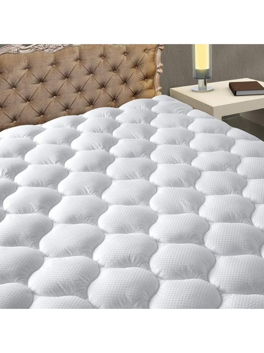 Cooling Queen Mattress Pad Topper - Soft Quilted Protector, Deep Pocket, Machine